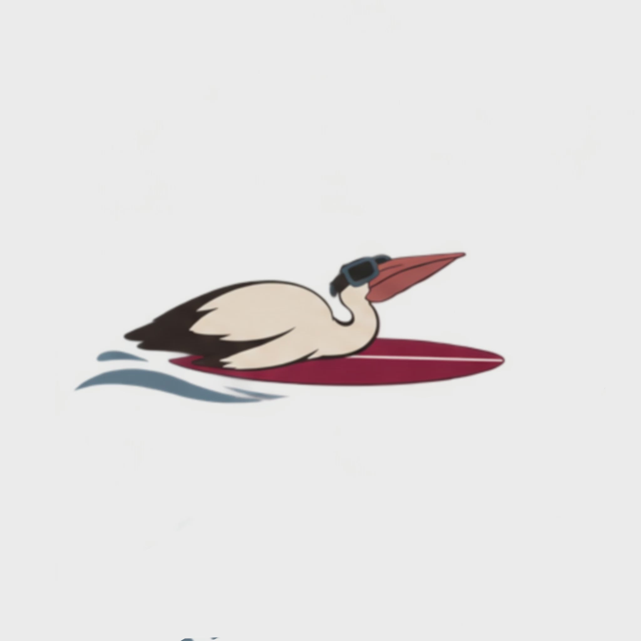 Pelican surfing a wave